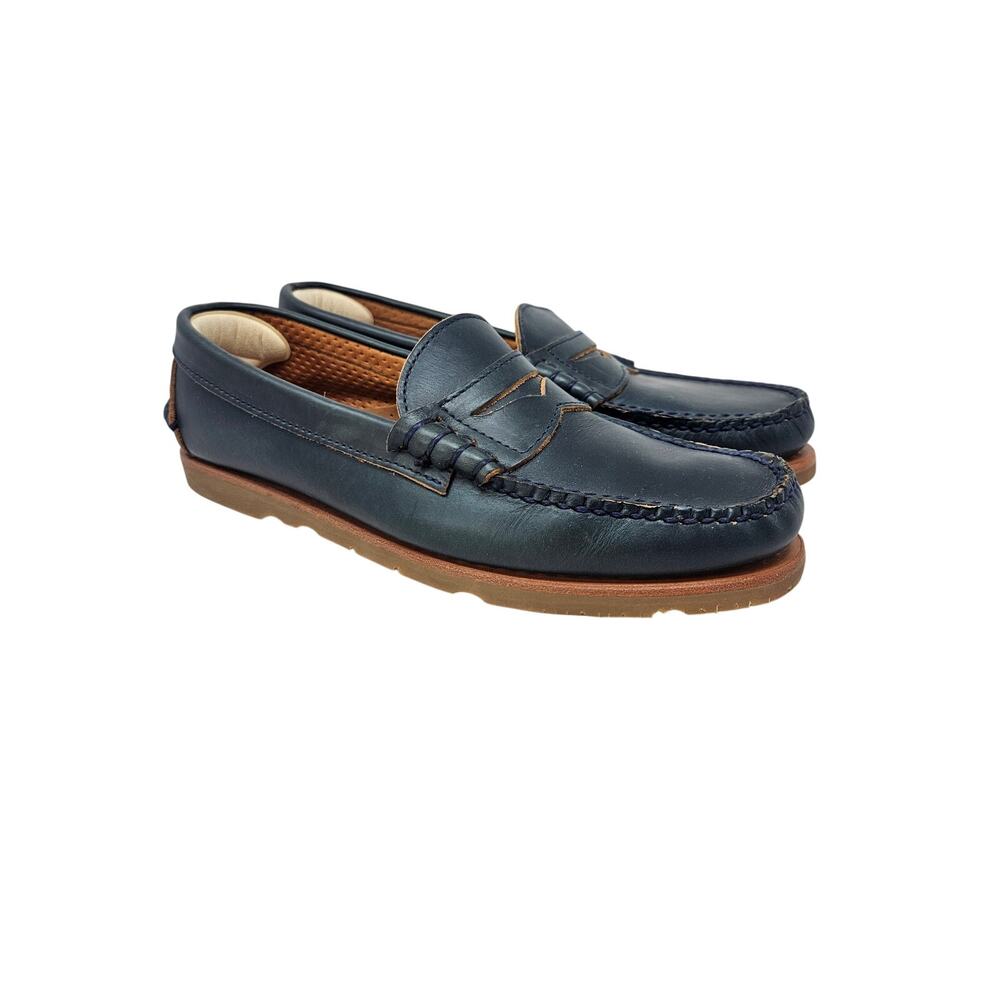 Sperry Gold Cup Penny Loafer 9.5 Navy Blue Leather Coastal US Made Casual
